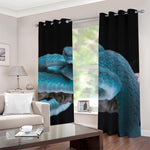 Blue Pit Viper Snake Print Blackout Grommet Curtains