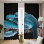 Blue Pit Viper Snake Print Blackout Pencil Pleat Curtains