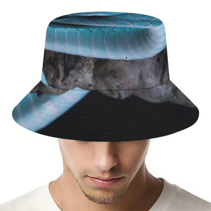 Blue Pit Viper Snake Print Bucket Hat