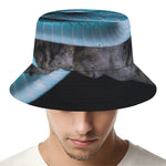Blue Pit Viper Snake Print Bucket Hat