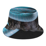 Blue Pit Viper Snake Print Bucket Hat