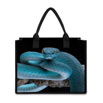 Blue Pit Viper Snake Print Canvas Tote Bag
