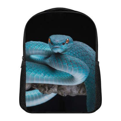 Blue Pit Viper Snake Print Casual Backpack