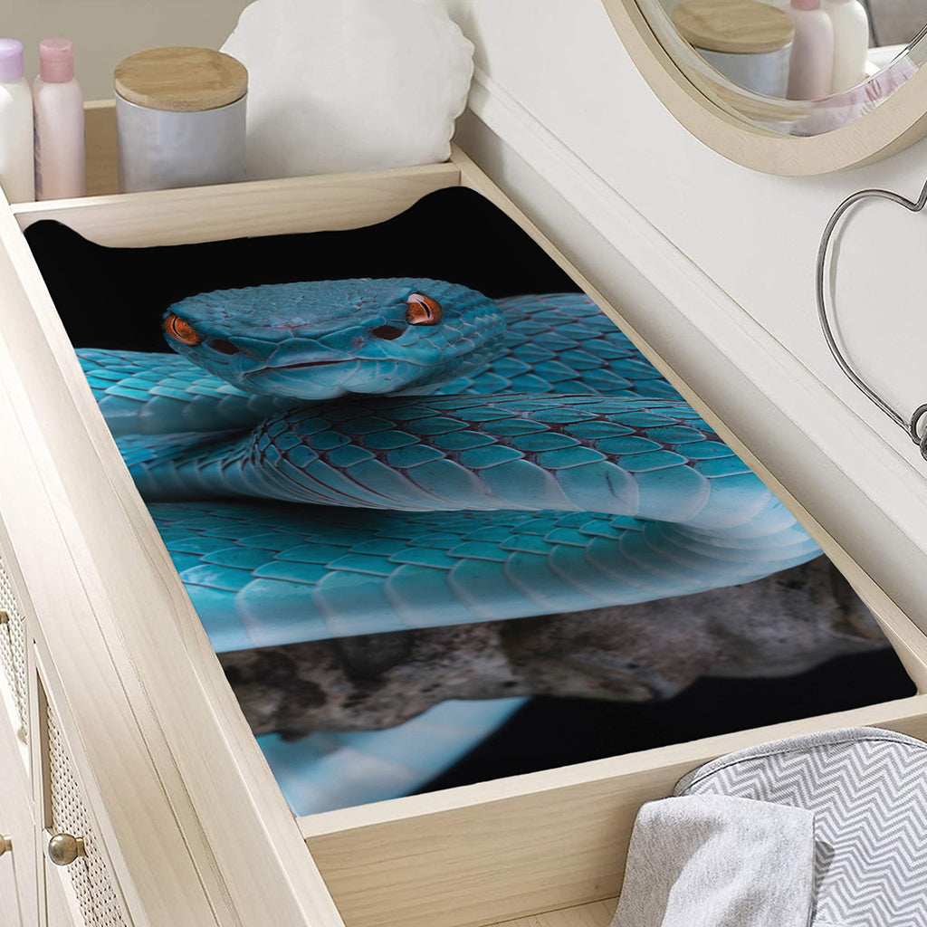 Blue Pit Viper Snake Print Changing Pad Cover