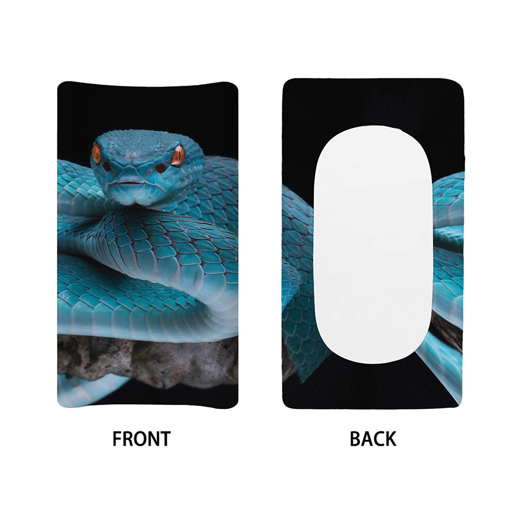 Blue Pit Viper Snake Print Changing Pad Cover