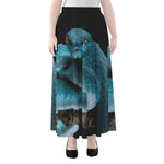 Blue Pit Viper Snake Print Chiffon Maxi Skirt
