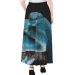 Blue Pit Viper Snake Print Chiffon Maxi Skirt