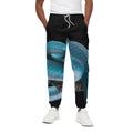 Blue Pit Viper Snake Print Cotton Sweatpants