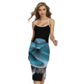 Blue Pit Viper Snake Print Cross Back Cami Dress