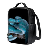 Blue Pit Viper Snake Print Crossbody Lunch Bag