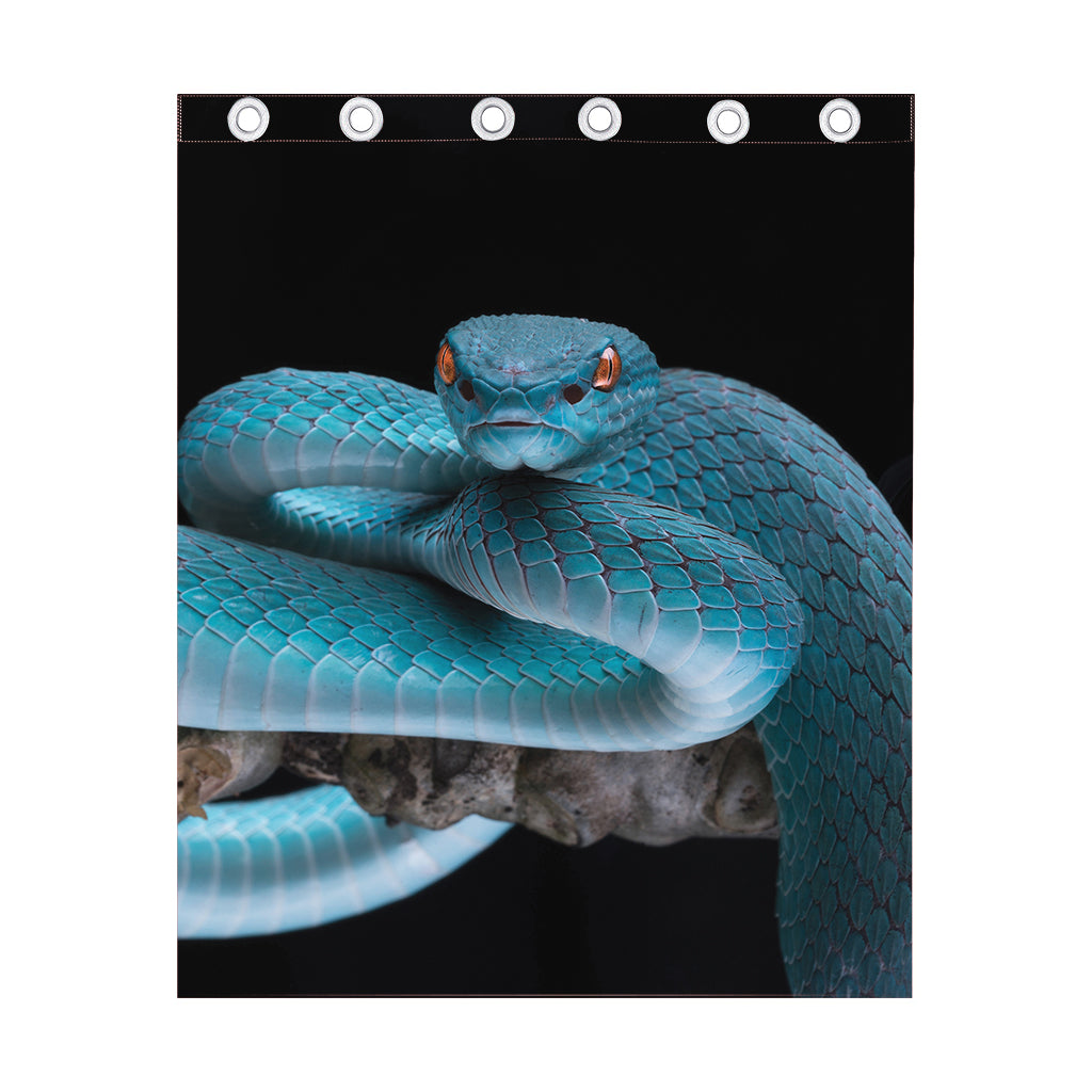 Blue Pit Viper Snake Print Curtain