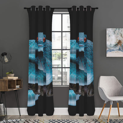 Blue Pit Viper Snake Print Curtain