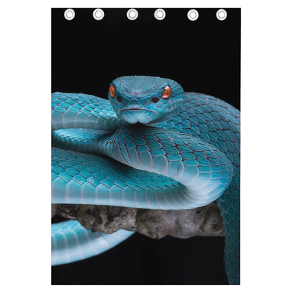 Blue Pit Viper Snake Print Curtain