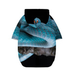 Blue Pit Viper Snake Print Dog Zip Up Hoodie