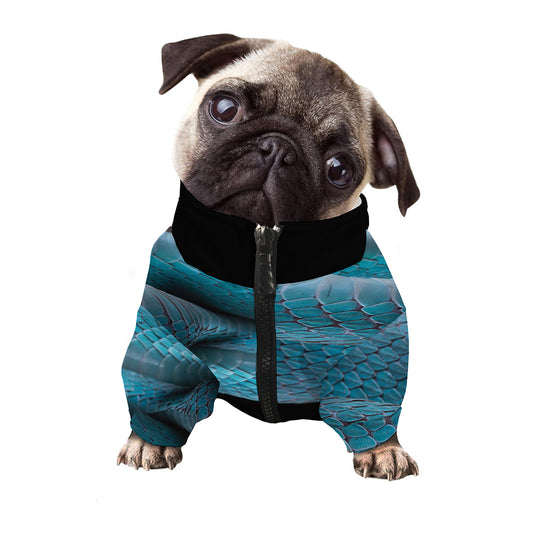Blue Pit Viper Snake Print Dog Zip Up Jacket
