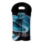 Blue Pit Viper Snake Print Double Neoprene Wine Tote