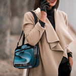 Blue Pit Viper Snake Print Double Strap Bible Bag