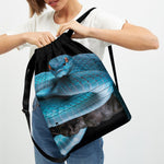 Blue Pit Viper Snake Print Drawstring Backpack