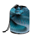 Blue Pit Viper Snake Print Drawstring Makeup Bag