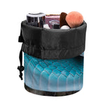 Blue Pit Viper Snake Print Drawstring Makeup Bag