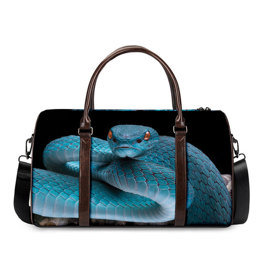 Blue Pit Viper Snake Print Duffle Bag