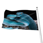 Blue Pit Viper Snake Print Flag