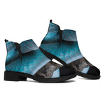 Blue Pit Viper Snake Print Flat Ankle Boots