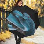 Blue Pit Viper Snake Print Foldable Umbrella
