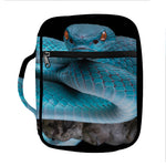 Blue Pit Viper Snake Print Front Pocket Bible Bag