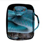 Blue Pit Viper Snake Print Front Pocket Bible Bag