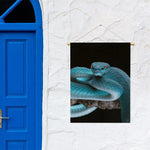 Blue Pit Viper Snake Print Garden Flag