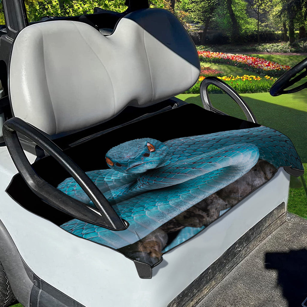 Blue Pit Viper Snake Print Golf Cart Seat Cover