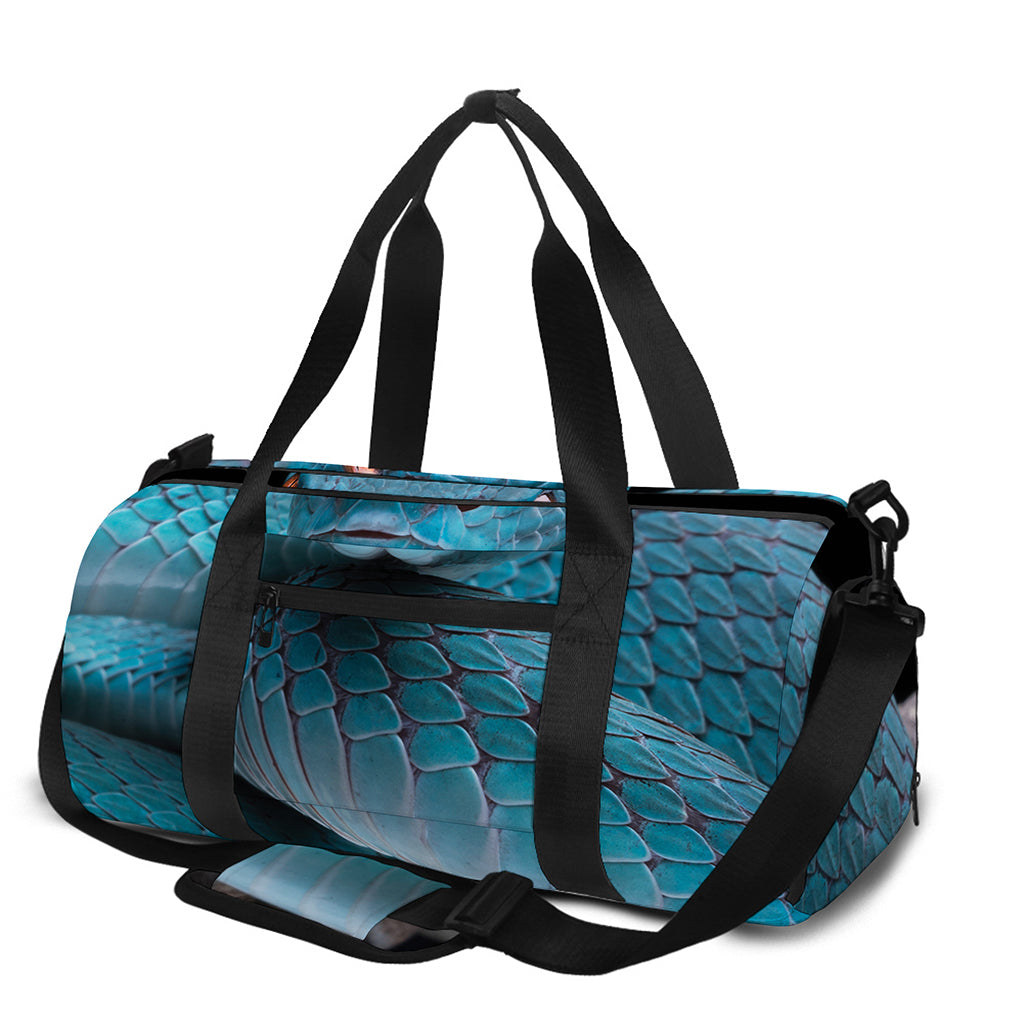 Blue Pit Viper Snake Print Gym Bag