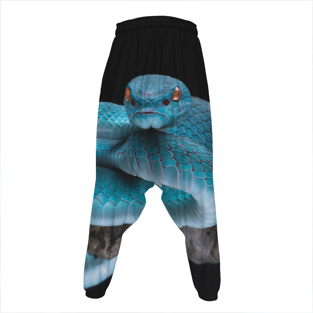 Blue Pit Viper Snake Print Hammer Pants