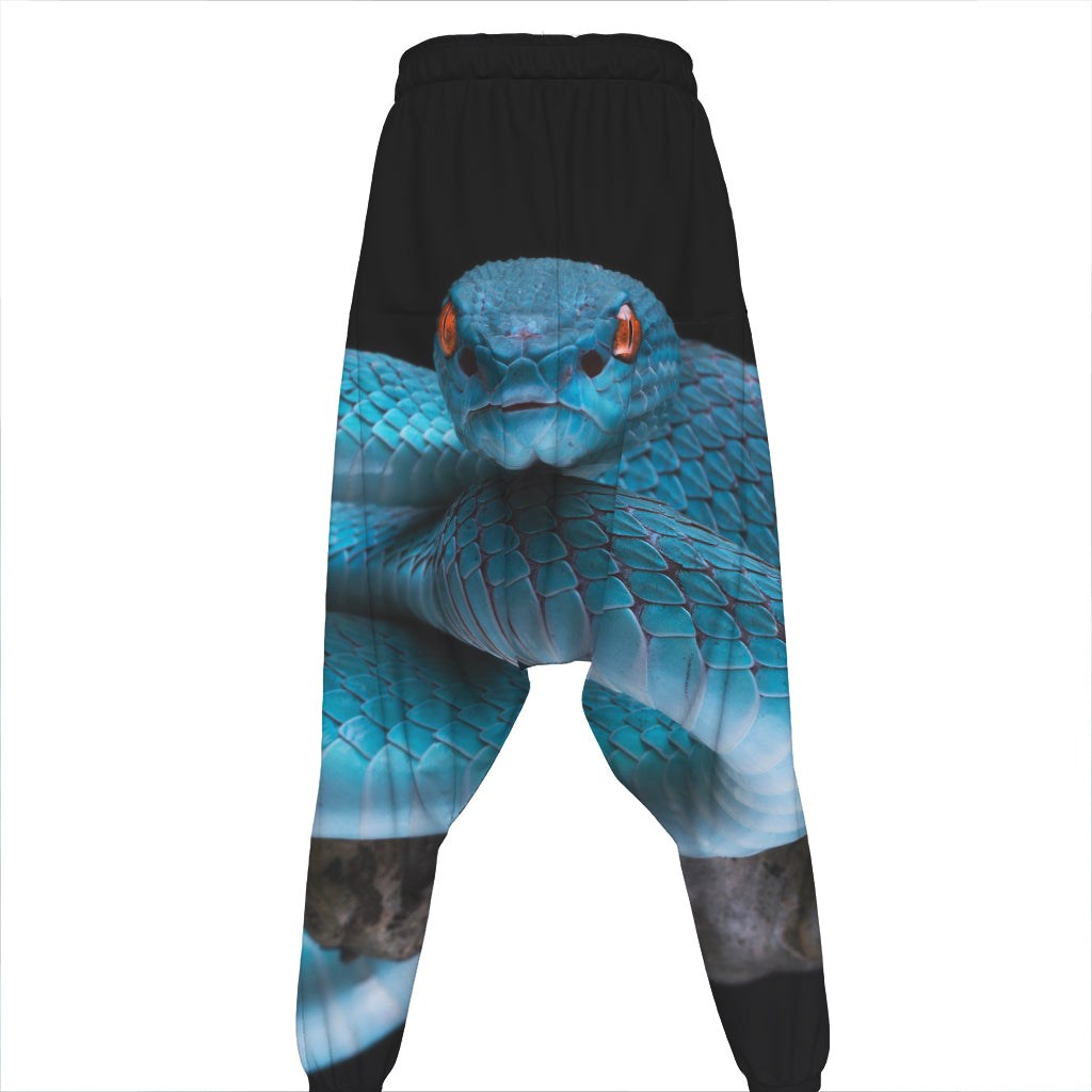 Blue Pit Viper Snake Print Hammer Pants