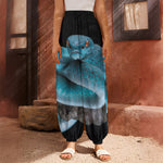 Blue Pit Viper Snake Print Harem Pants