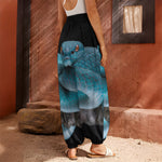 Blue Pit Viper Snake Print Harem Pants