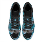Blue Pit Viper Snake Print High Top Leather Sneakers