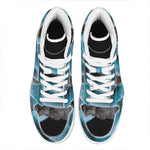 Blue Pit Viper Snake Print High Top Leather Sneakers