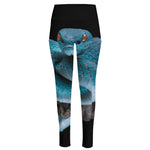 Blue Pit Viper Snake Print High-Waisted Pocket Leggings