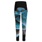 Blue Pit Viper Snake Print High-Waisted Pocket Leggings