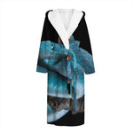 Blue Pit Viper Snake Print Hooded Bathrobe