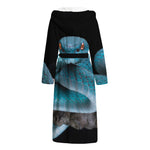 Blue Pit Viper Snake Print Hooded Bathrobe