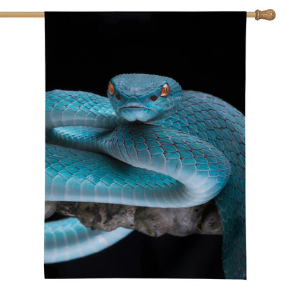 Blue Pit Viper Snake Print House Flag