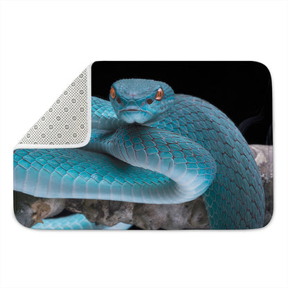 Blue Pit Viper Snake Print Indoor Door Mat