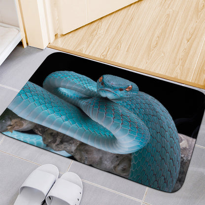 Blue Pit Viper Snake Print Indoor Door Mat