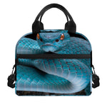Blue Pit Viper Snake Print Insulated Lunch Bag