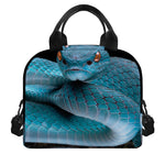 Blue Pit Viper Snake Print Insulated Lunch Bag