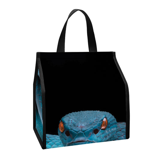 Blue Pit Viper Snake Print Insulated Lunch Tote