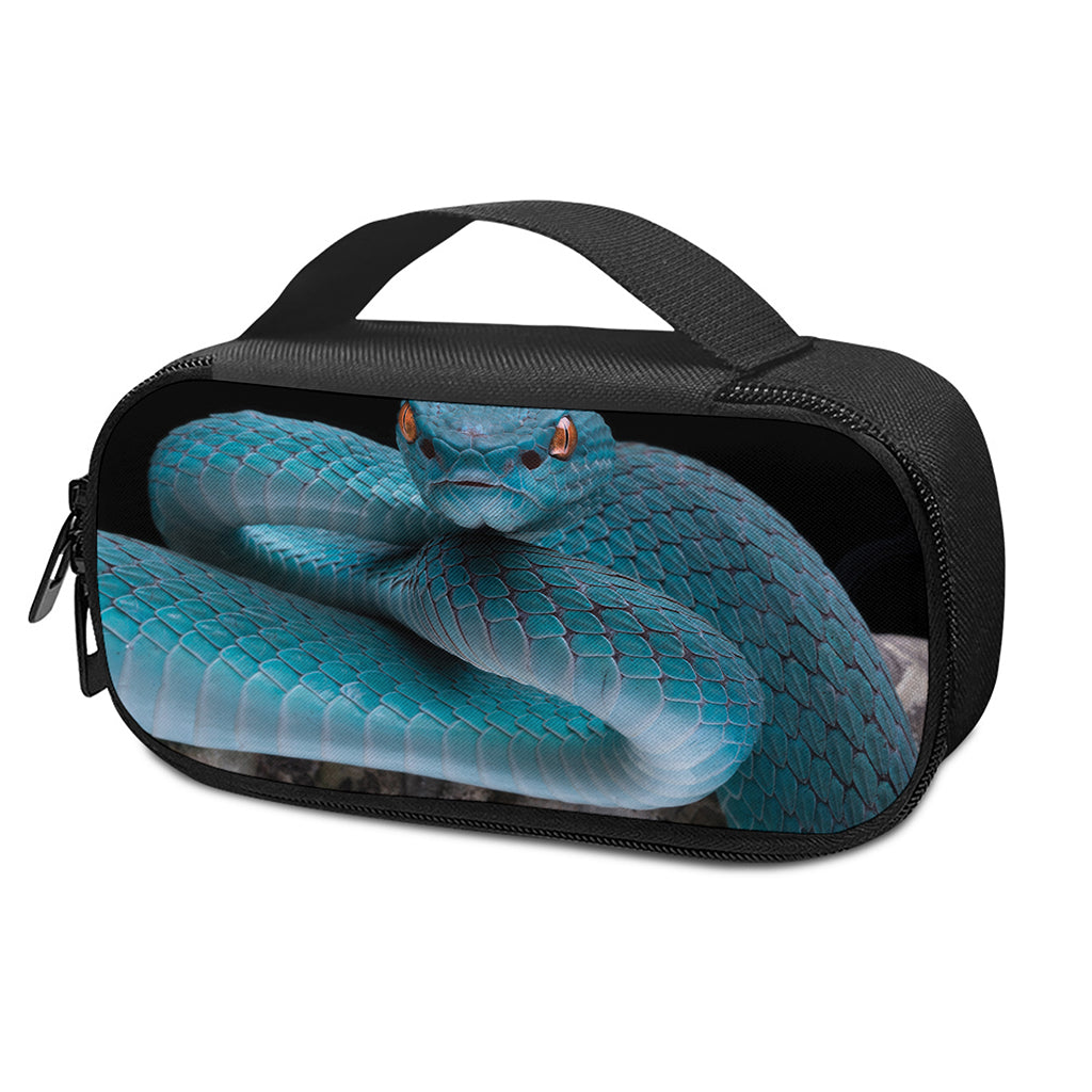 Blue Pit Viper Snake Print Insulin Cooler Travel Case